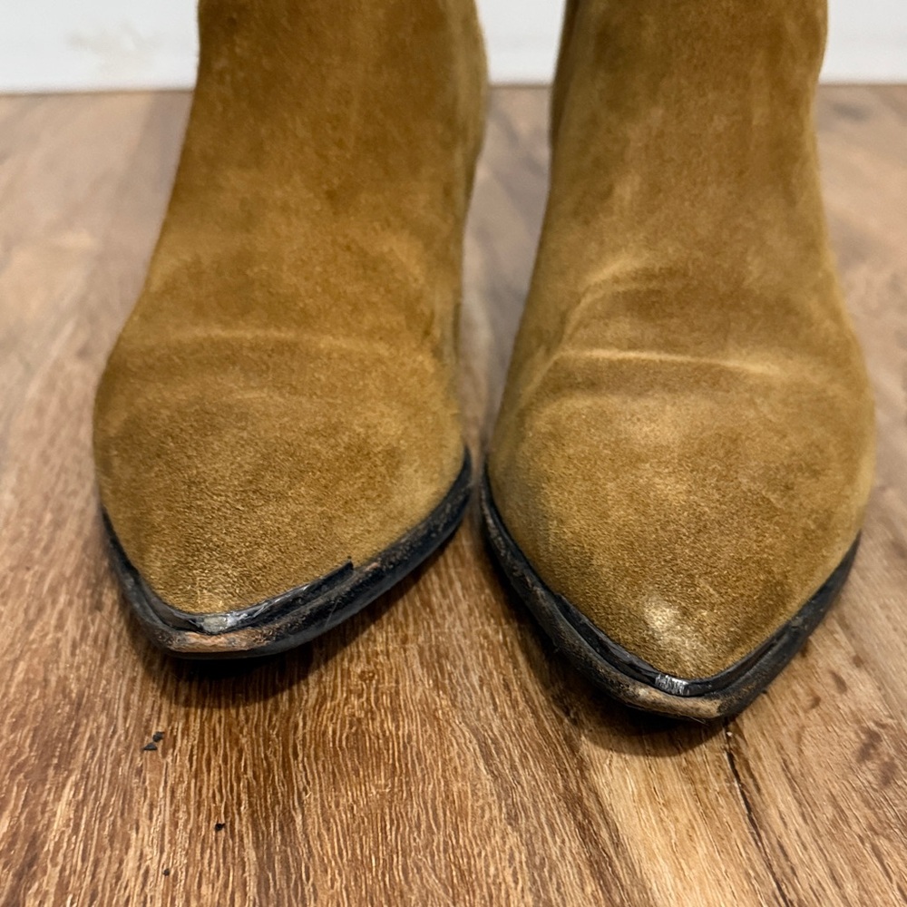 Y2K Marc Fisher Brown Suede Heeled Yale Boots Size 8 Dark Tan Saddle Brown - Picture 9 of 9